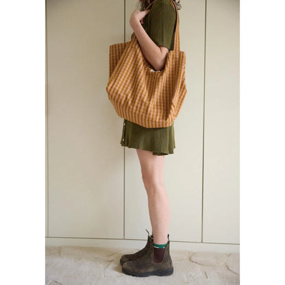 Handbag vichy glaise ein mustardgelb und beige gestreifter canvas tote mit entspanntem design ideal für ökologische baby und kinderprodukte