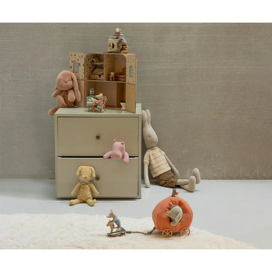 Beige Zweischubladen-Spielzeugtruhe Hase Plüsch Medium Vintage Rose