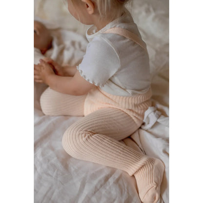 Collants Hippy avec pieds et bretelles | Silky Peach