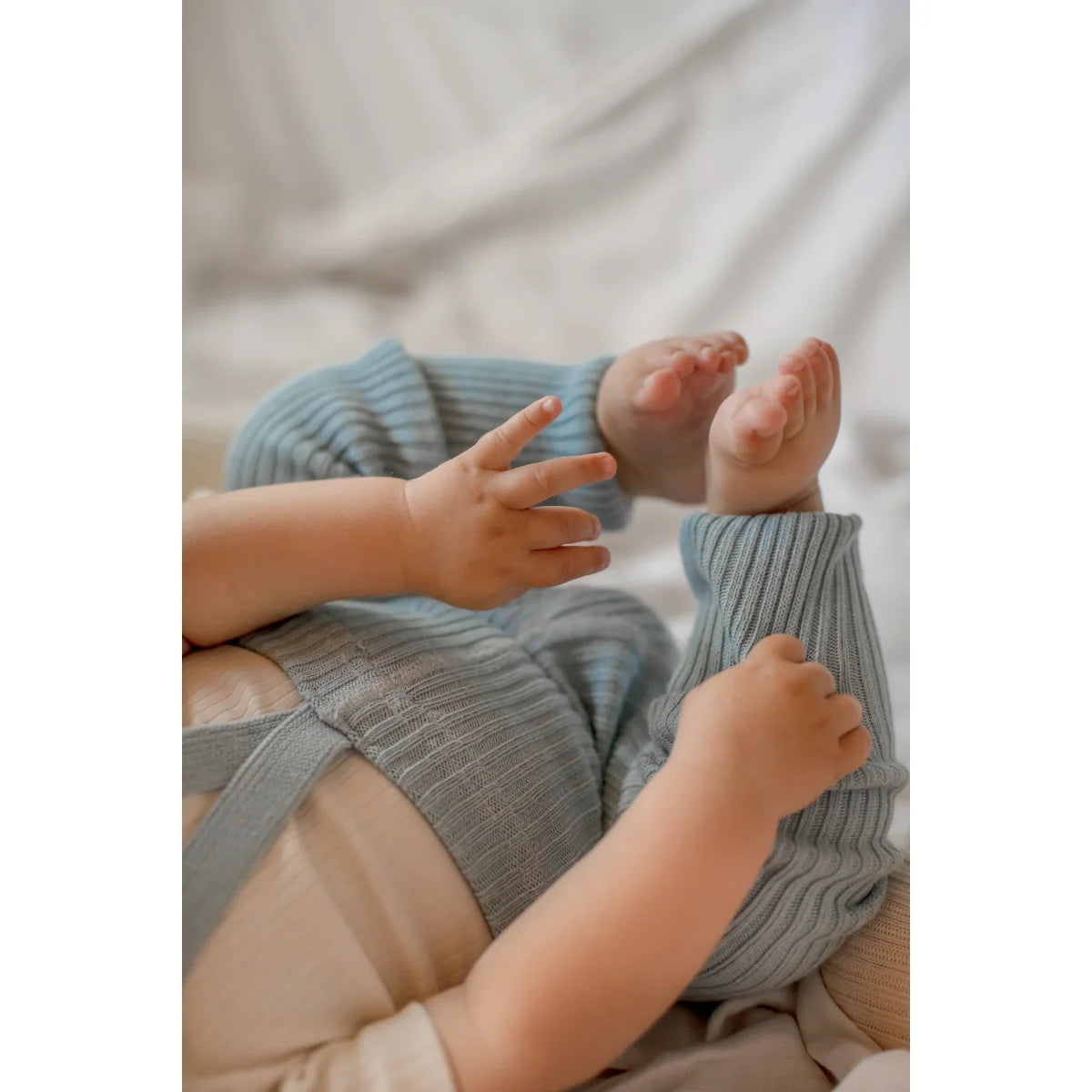 Hippy Footless Tights with Braces | Misty Blue