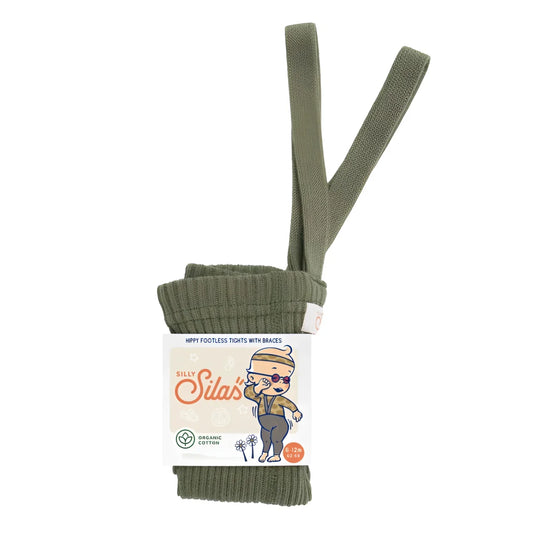 Olivegrüne Kinderstrumpfhosen mit Trägern für modische Outfits