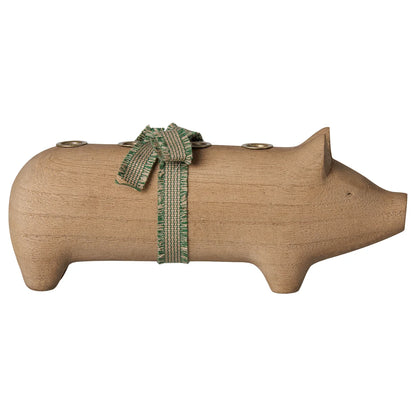 Maileg Holz-Kerzenhalter Schwein Advent Medium Natur