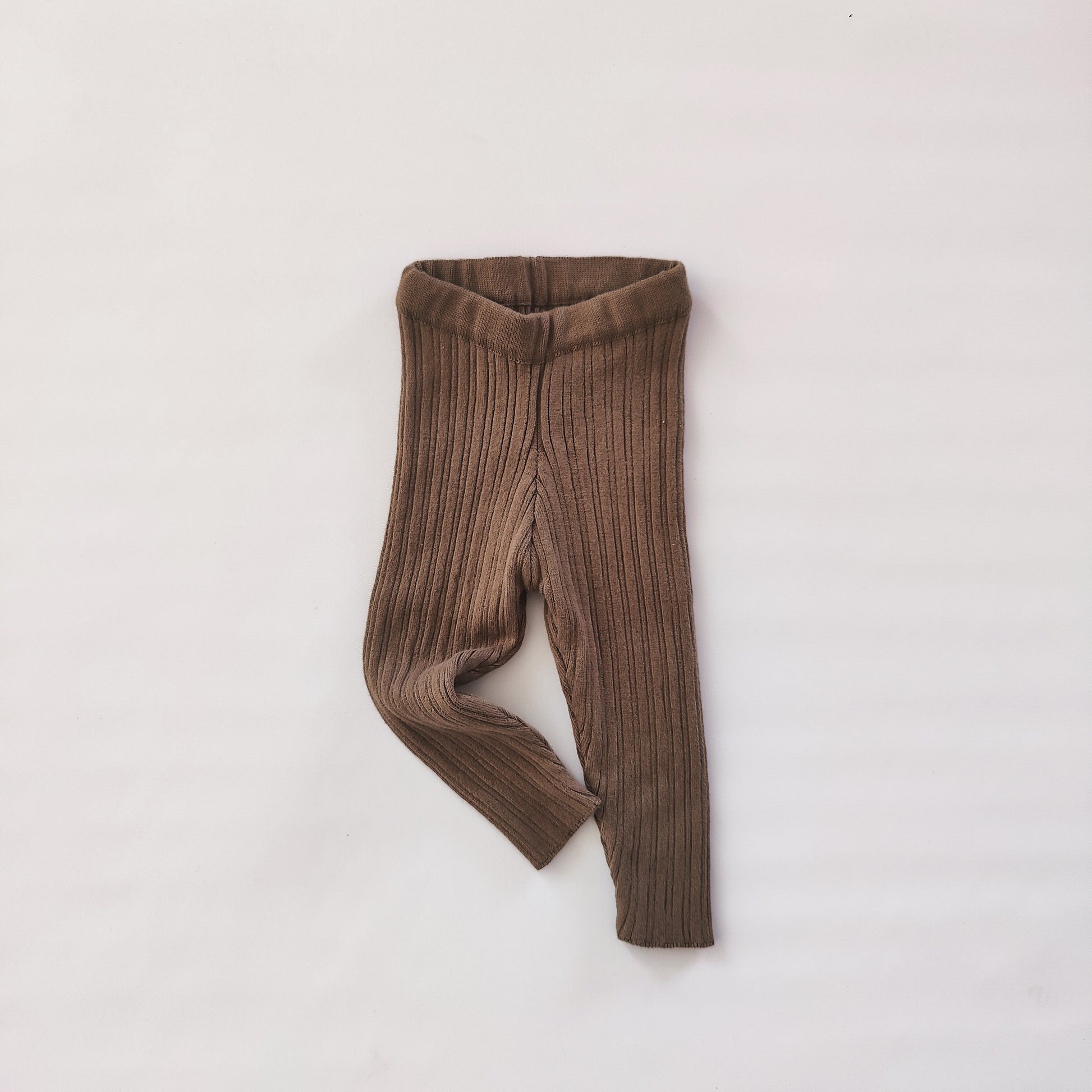 Irregular rib knit Leggings | Coffee - Leggings