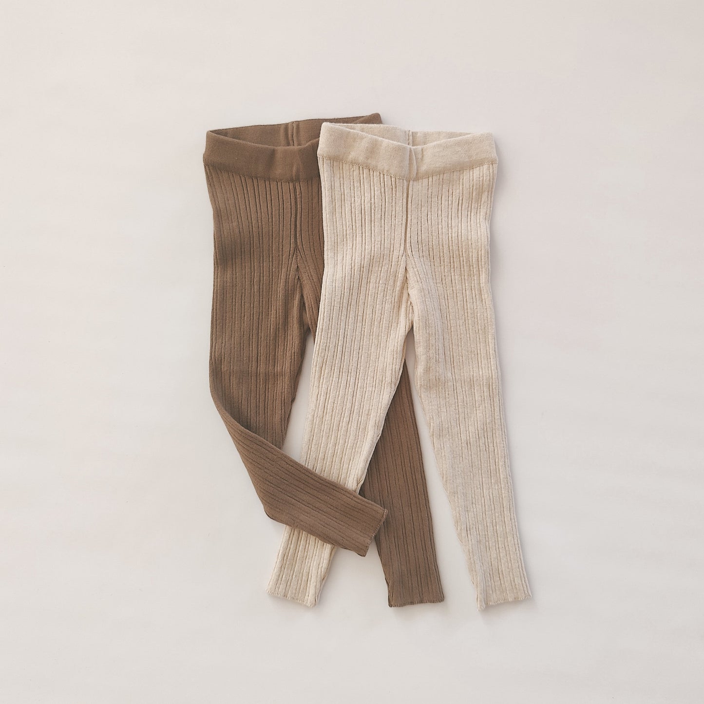 romi. Irregular rib knit Leggings | Oat - Leggings