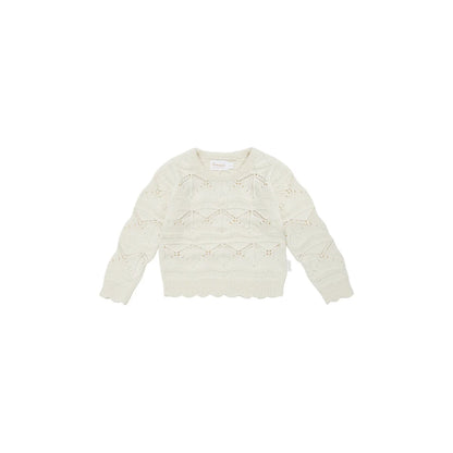 Creme Strickpullover mit Lochmuster, nachhaltige Babykleidung Schweiz