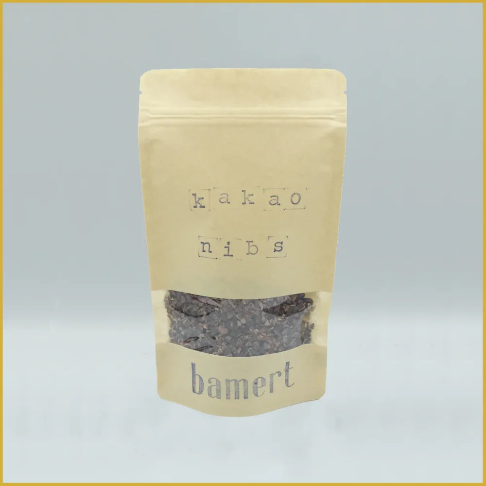 Stand-up Beutel mit Kakao Nibs für leckeren Kakao Genuss bei Kakao Nibs