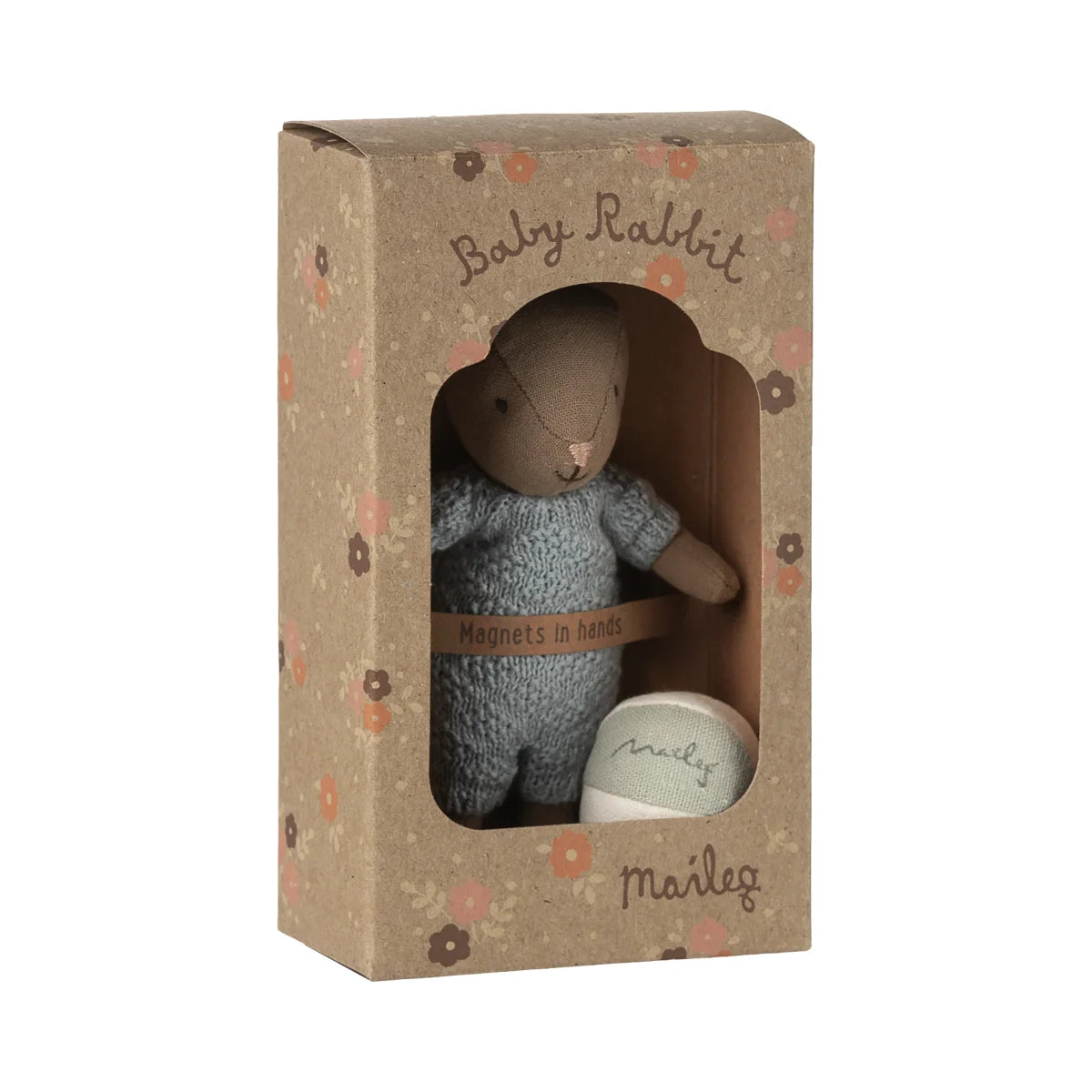 Weiches blaues Strick-onesie an braunem Mikro-Kaninchen aus Kaninchen Set