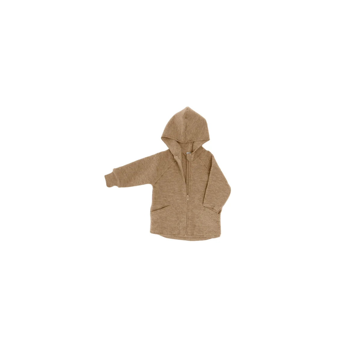 Tan Kapuzenjacke Wollfeece mit Reißverschluss in Mandel Melange für stilvolle Outfits