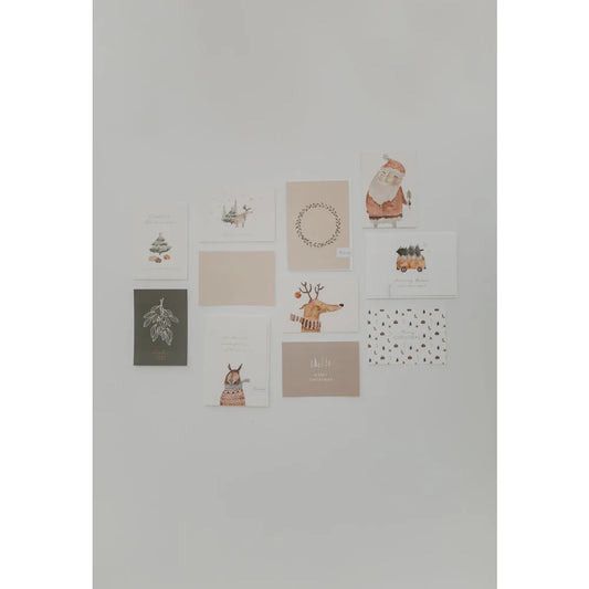 Weihnachtliche Grußkarten Sammlung für Karte Rentier Illustration aus Holzschliffpappe