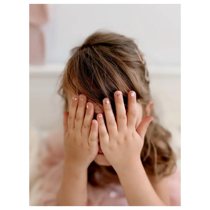 Rosa Glitzer-Nagellack-Set mit goldenen Akzenten für Kids 3D-Nail-Sticker