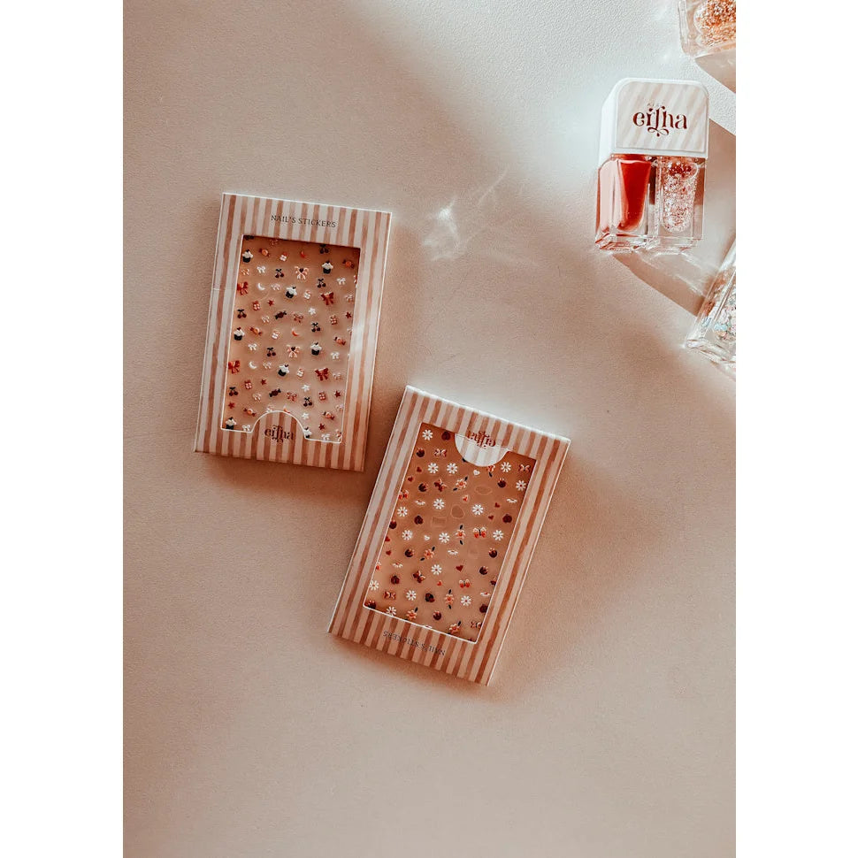 Rosegold Glitzer-Nagellack-Set mit gestreiftem Verpackung für Kids 3D-Nail-Sticker