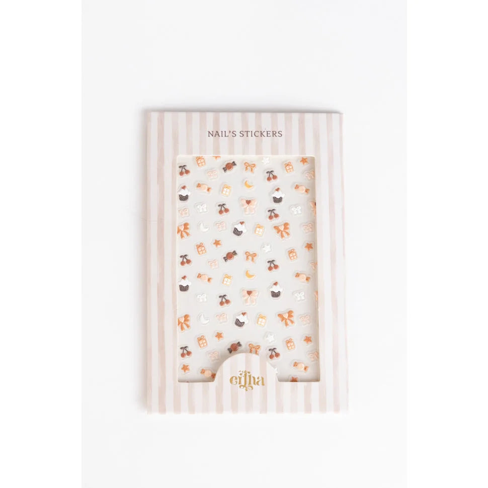 Weiße Blumen-Nageltattoos von Elina in gestreiftem Etui für Kinder