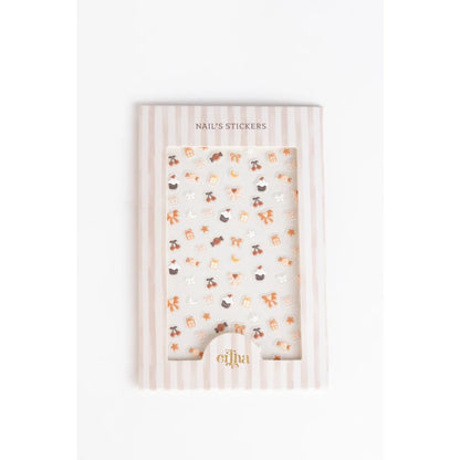 Weiße Blumen-Nageltattoos von Elina in gestreiftem Etui für Kinder