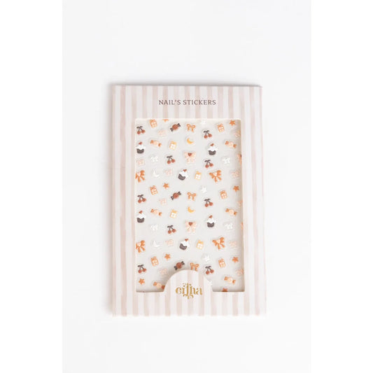 Weiße Blumen-Nageltattoos von Elina in gestreiftem Etui für Kinder