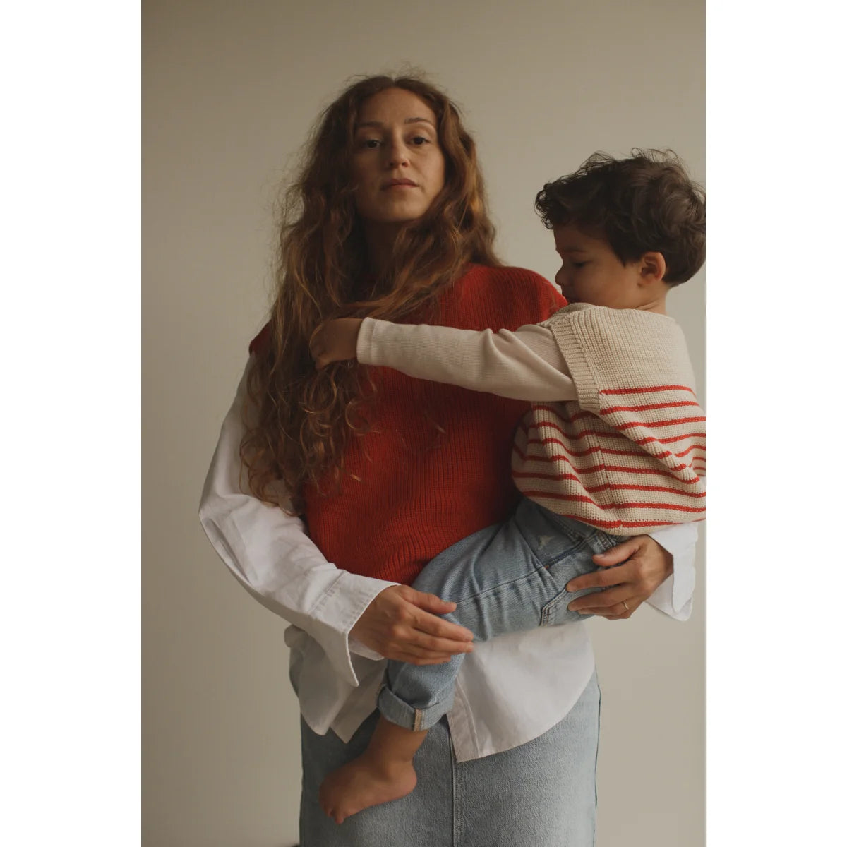Kids Vest Harvey | Cream + Red