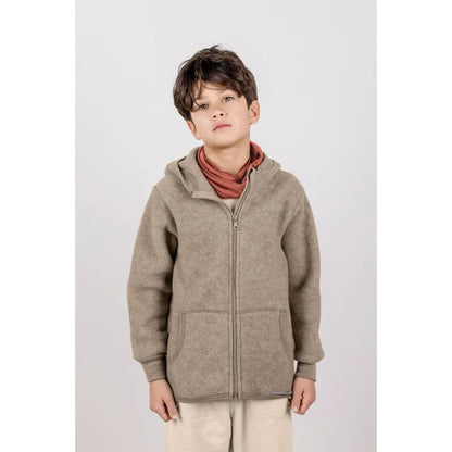 Kind Kind in Nuss Melange Kapuzenjacke mit Taschen und Kapuze