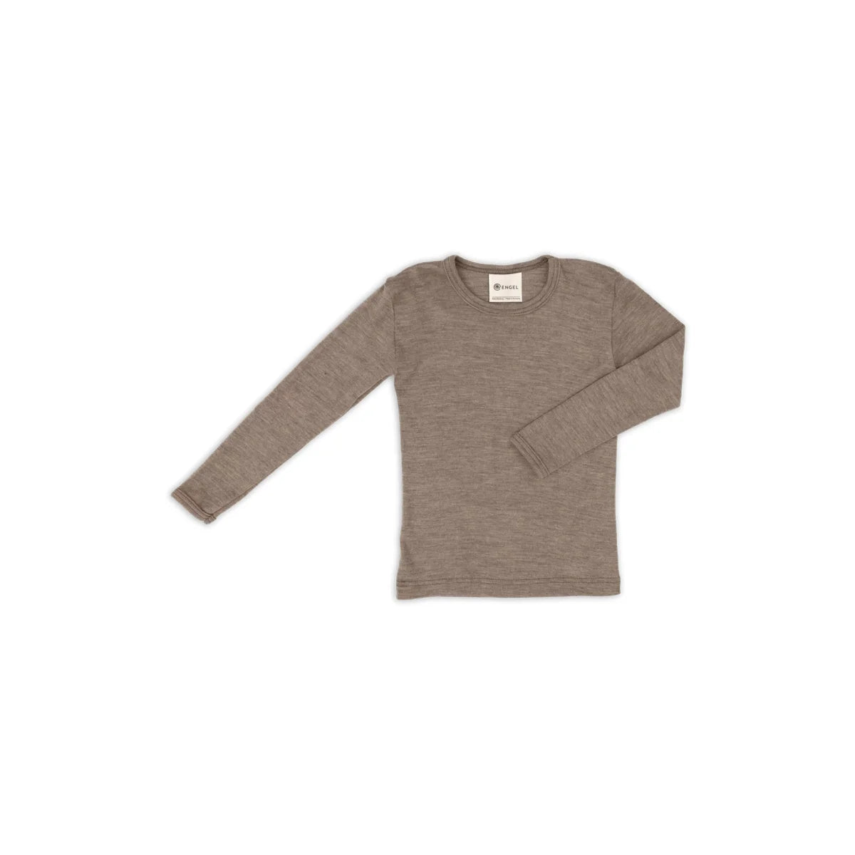 Weiches, heathered taupe Kinder-Langarmshirt mit Crew-Neck und subtiler Textur, walnuss