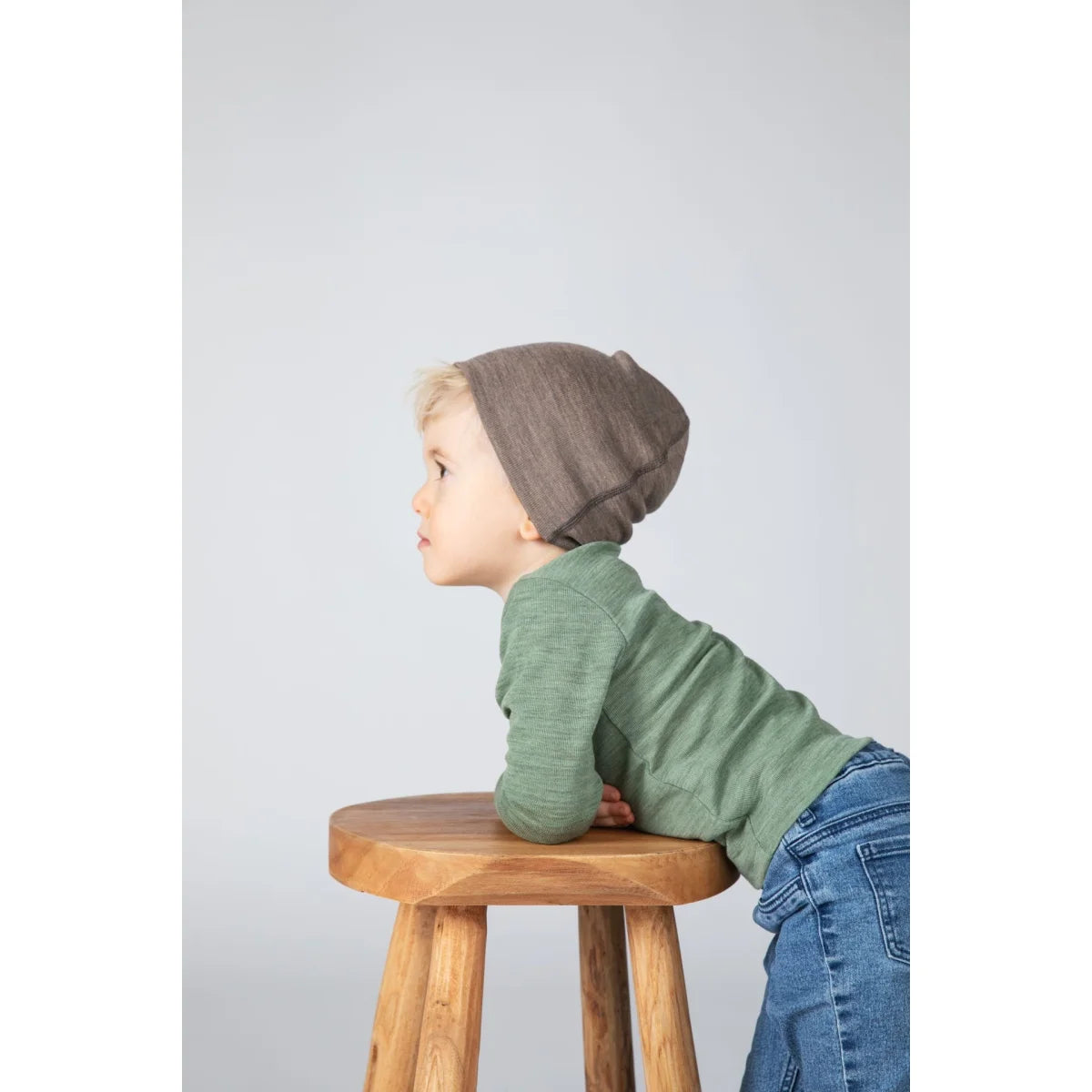 Weiches graues Strickmütze für Kinder, Nussfarbe, Kinder-Mütze | walnuss