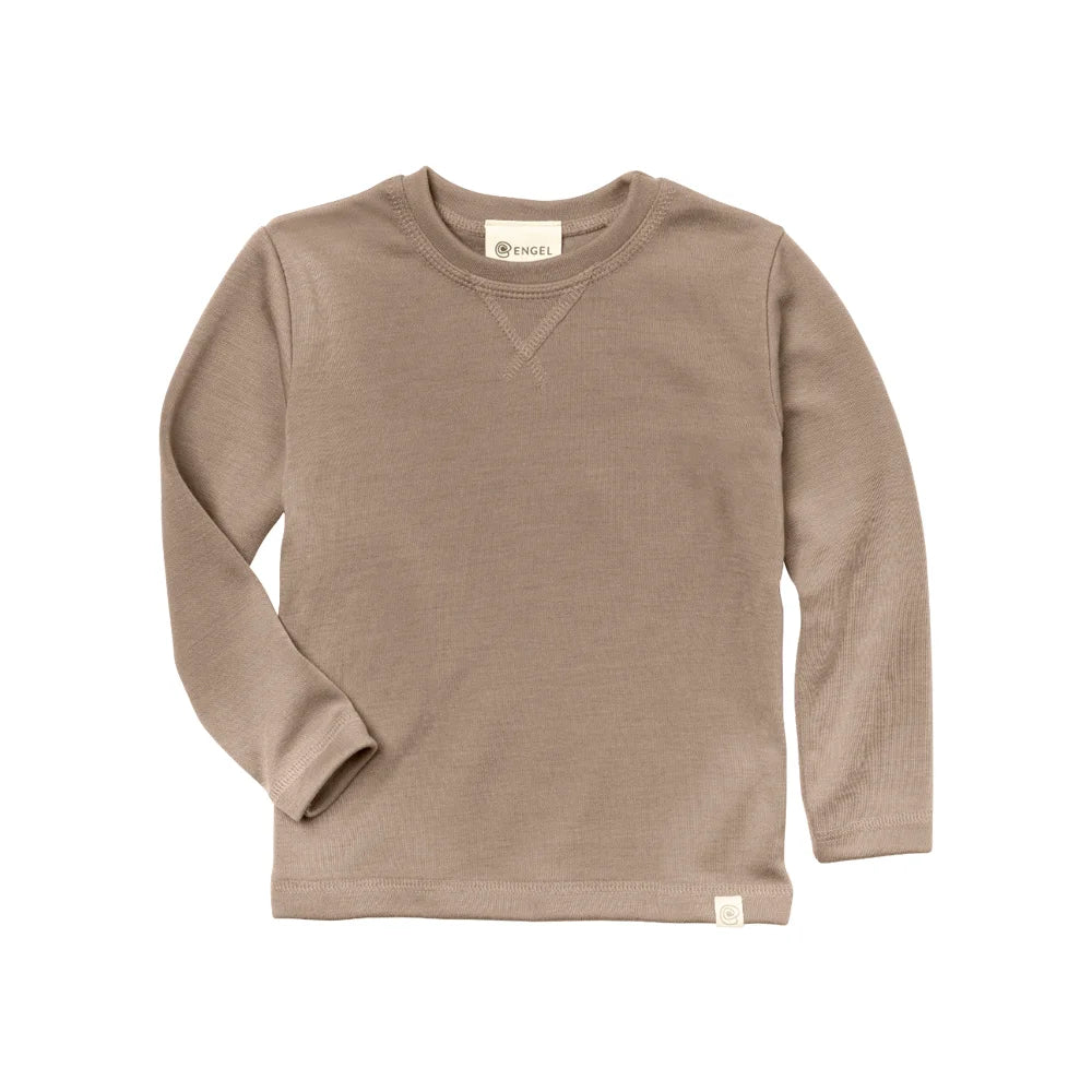 Sanftes beiges Langarm-Crewneck-Sweatshirt Kinder Sand mit Rippenstruktur