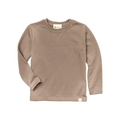 Sanftes beiges Langarm-Crewneck-Sweatshirt Kinder Sand mit Rippenstruktur