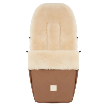 Beige kinderwagen fusssack Puffmuff mit schafsfellfutter, universal fit