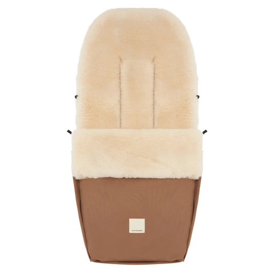 Beige kinderwagen fusssack Puffmuff mit schafsfellfutter, universal fit