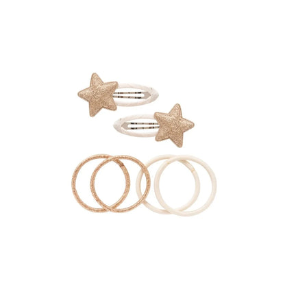 Billy loves Audrey Klammer und Haargummi Set Solo Stern goldene Glitzersterne