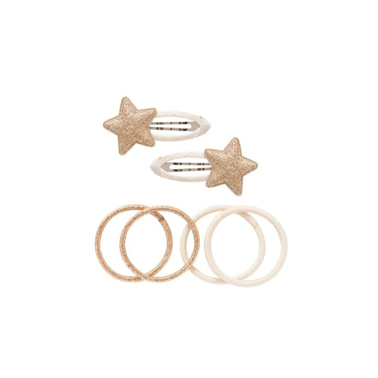 Billy loves Audrey Klammer und Haargummi Set Solo Stern goldene Glitzersterne