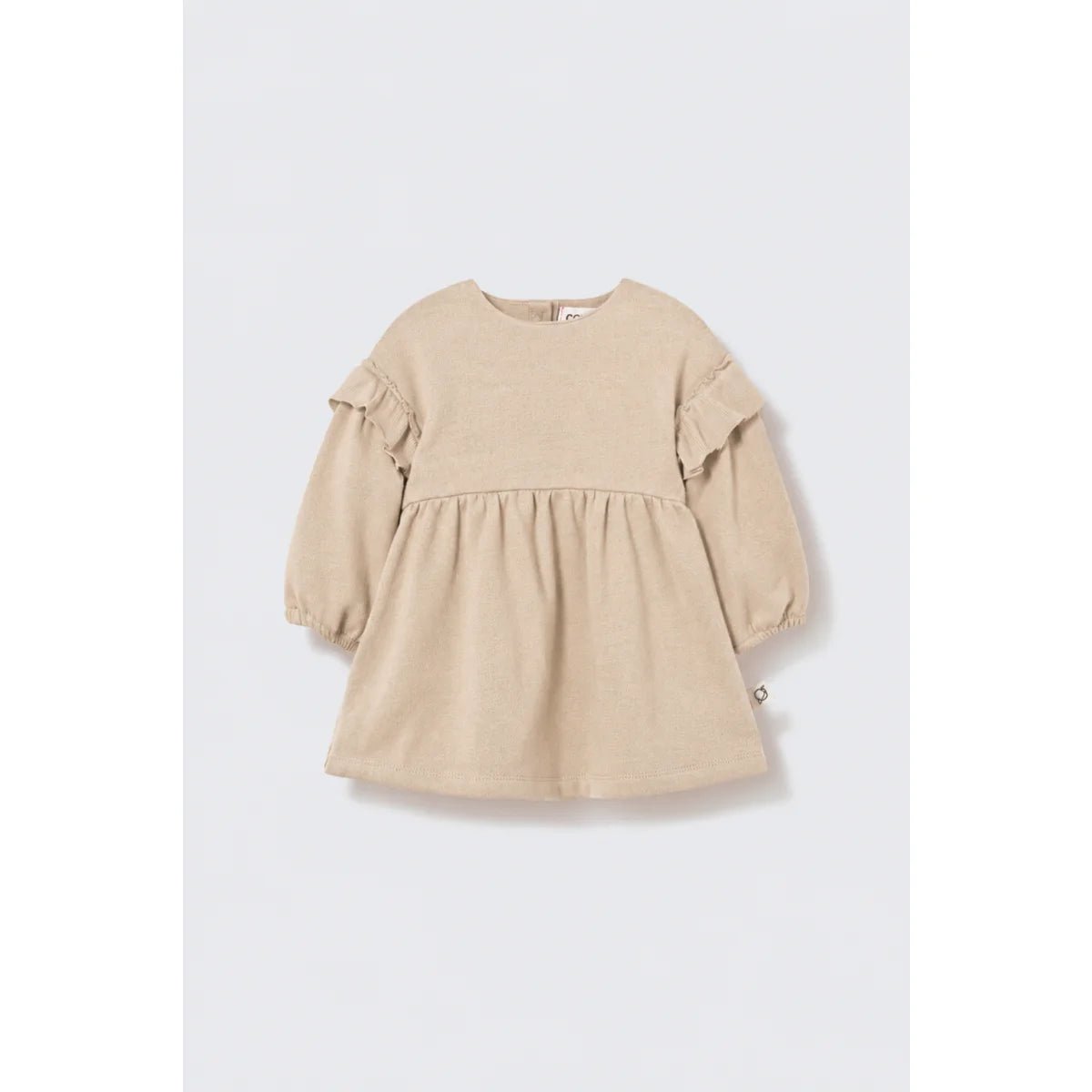 Cozmo Babykleid Foggia in Stone mit Rüschen an den Schultern