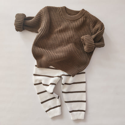 romi. Knit Pants Stripe | Coffee - Pullover