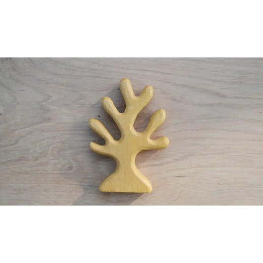 Koralle Gelb: Hellgelbes Holz-Baum-Dekostück mit runden Ästen