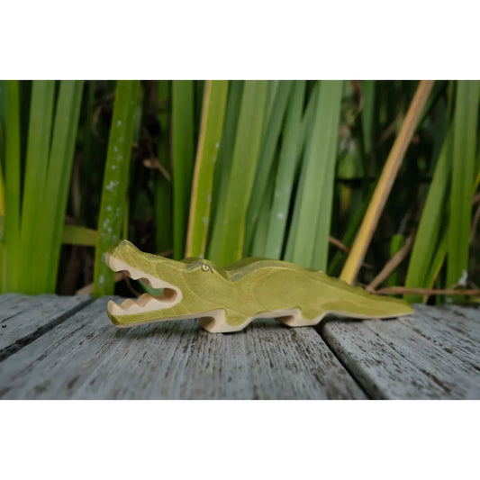 Helles grünes Krokodil-Figur Holz Schnitzerei Krokodil Produkt