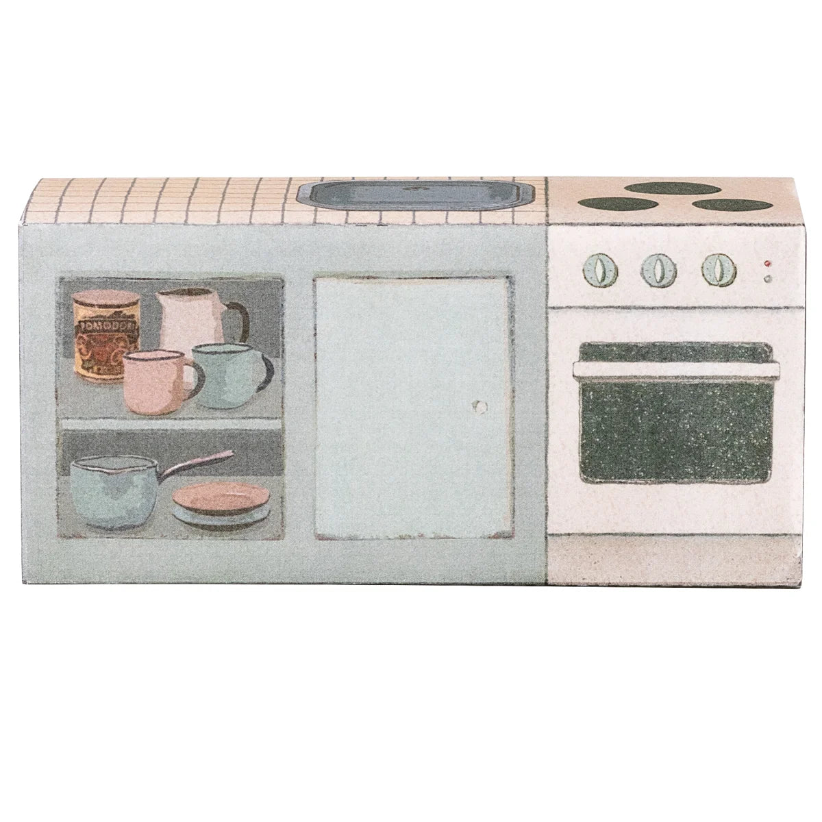 Pastellblaues Mini-Küchensystem Küchentheke Maus mit Fliesenarbeitsplatte