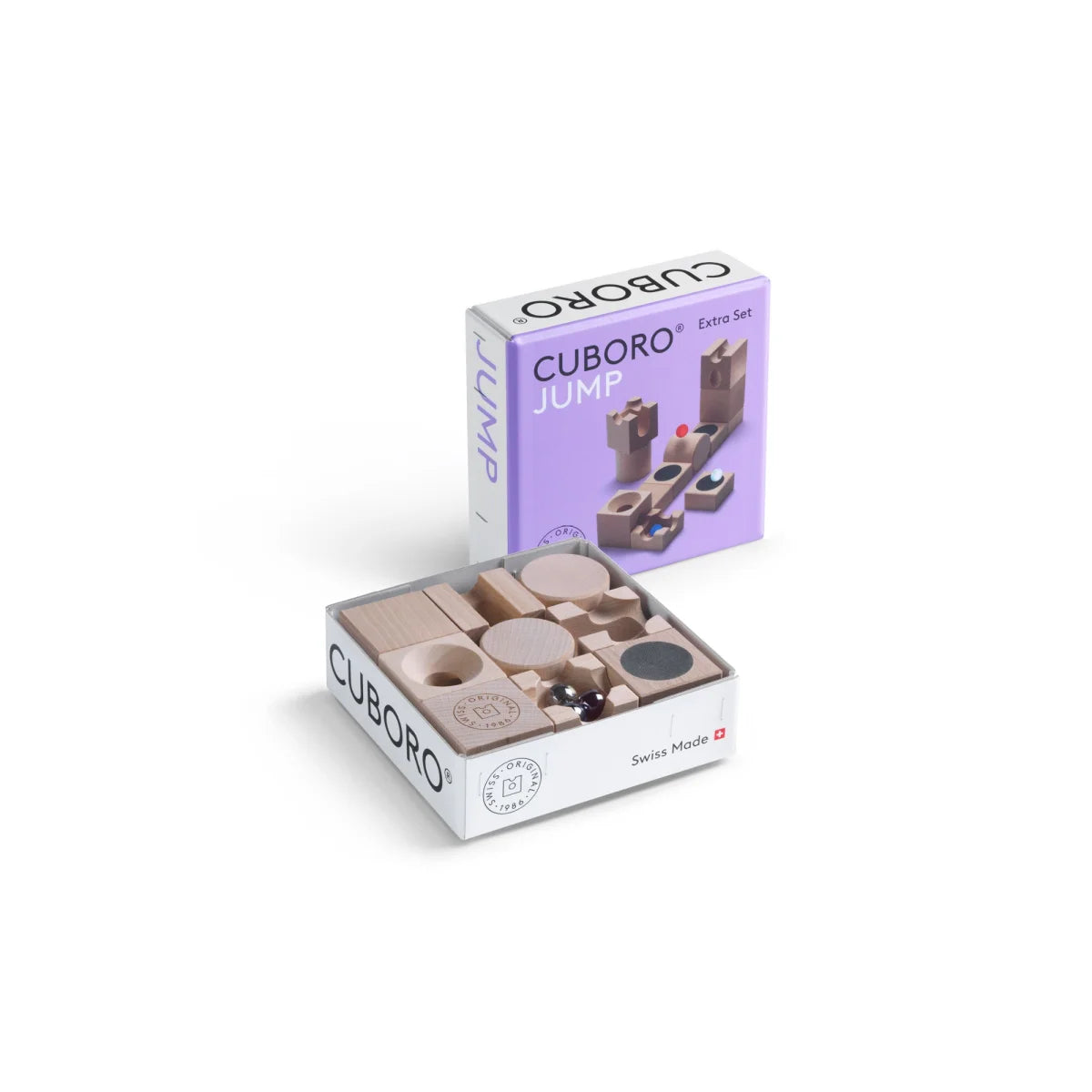 Cuboro Jump Set: 12 Elemente aus natürlichem Holz zum Spielend Lernen