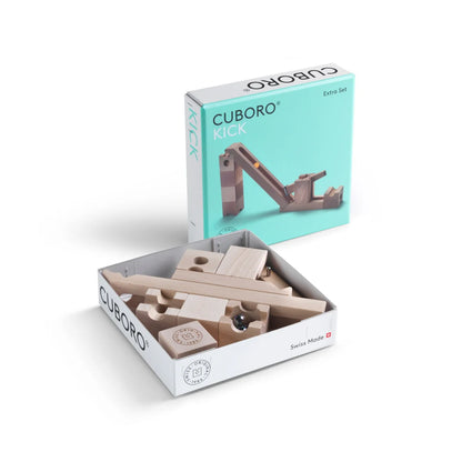 Cuboro Kick Set mit 8 Elementen aus Naturholz und Kugel