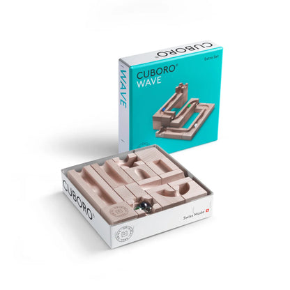 Cuboro Wave Set mit 22 Elementen, Holzblöcken und schwarzer Kugel