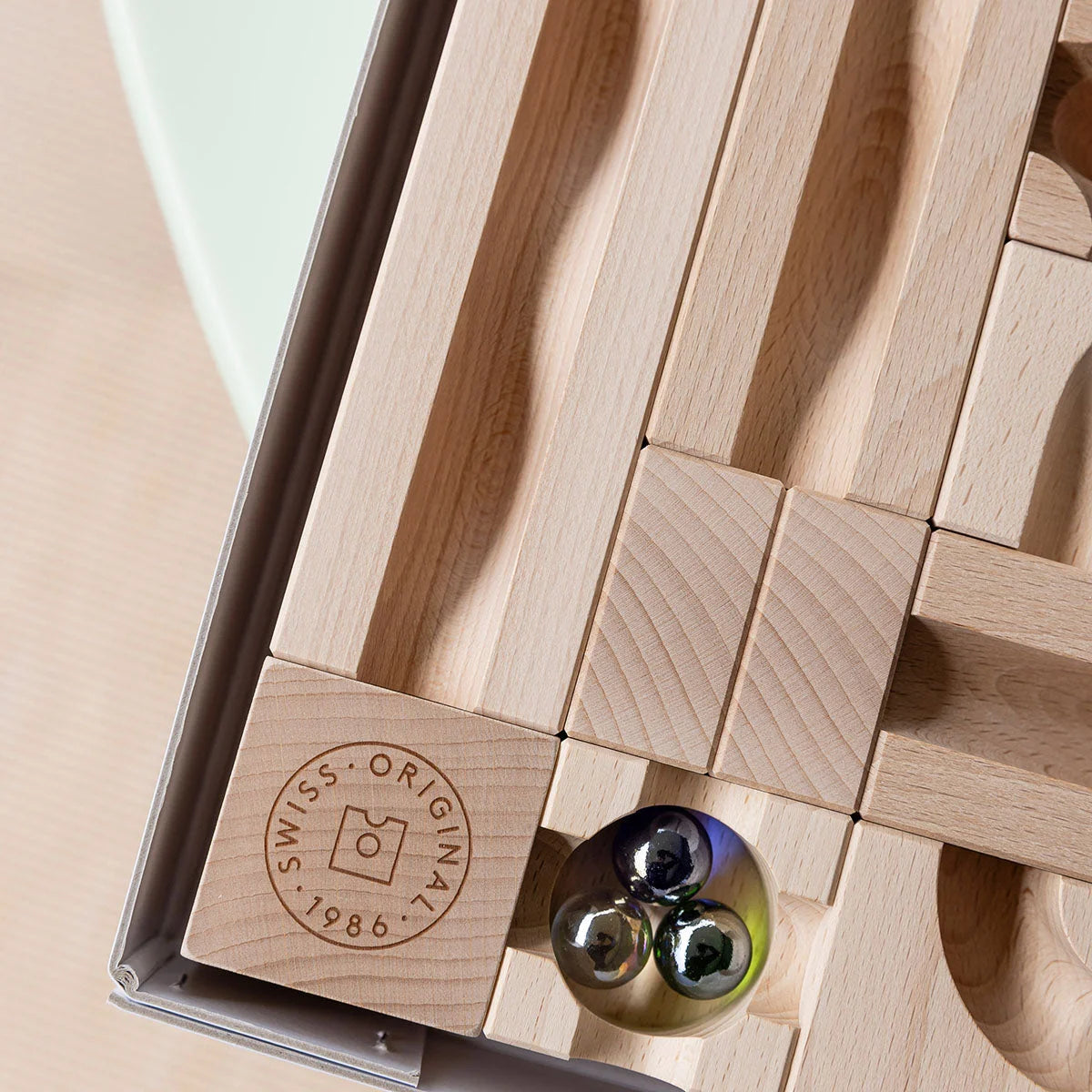 Cuboro Wave Set mit Schweizer Original 1986 Gravur und Kugeln