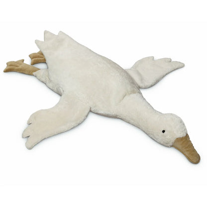 Weiße Kuschelgans XL mit braunem Schnabel und Füßen