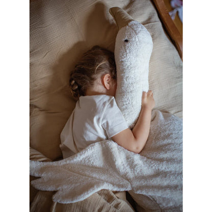 Weißes Kuscheltier Gans XL Plüschschwan mit weichem Stoff und schwarzem Auge