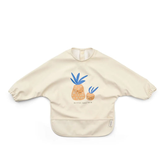 Cremeweißes Lätzchen Cape Merle mit Ananas und Karotte