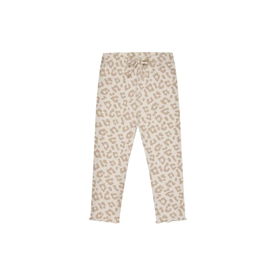 Beige Leopard-Leggings Leo mit verdecktem Kordelzug, nachhaltige Babykleidung Schweiz