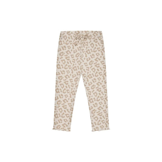Beige Leopard-Leggings Leo mit verdecktem Kordelzug, nachhaltige Babykleidung Schweiz
