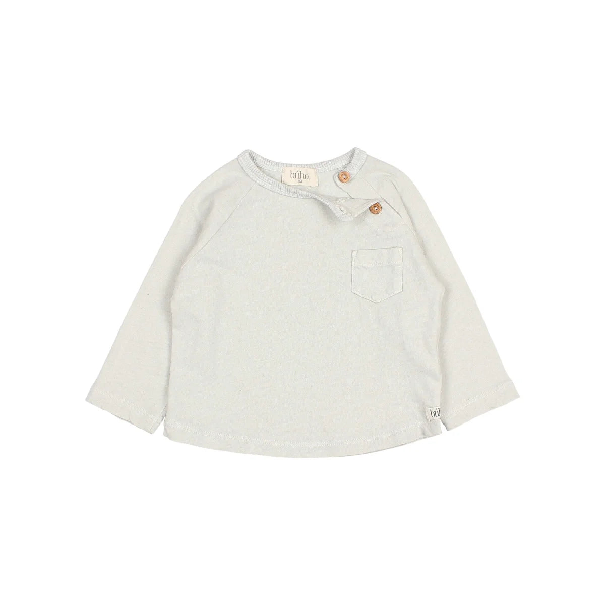 Helles langärmliges Hemd mit Tasche, Produktname Linen T-Shirt in Himmelgrau