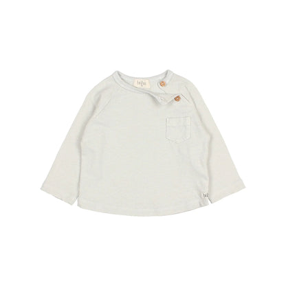 Helles langärmliges Hemd mit Tasche, Produktname Linen T-Shirt in Himmelgrau