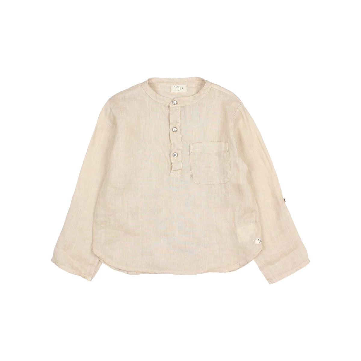 Beige Langarm-Leinenhemd im Produkt Linen Kurta Shirt in Sand oder Weiß