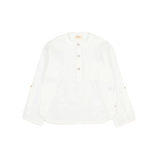 Weißes Langarm-Hemd aus Leinen im Produkt Linen Kurta Shirt in Sand oder Weiß