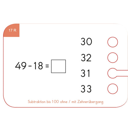 Lochkasten Kartensatz Subtraktion bis 100 vom Kölner Lernspielverlag - Detailansicht 2