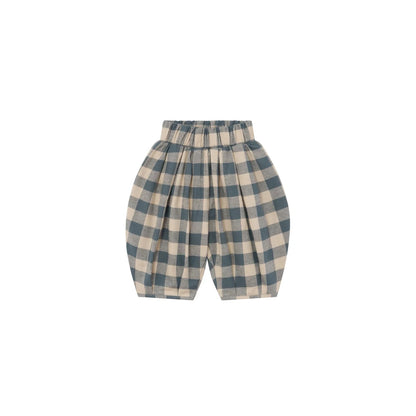Organic Zoo Lodge Pants Fog Blue Gingham Detail