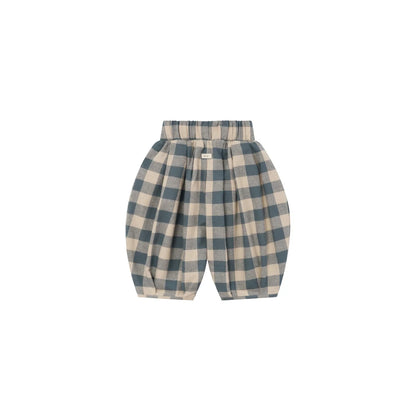 Organic Zoo Lodge Pants Fog Blue Gingham Bund