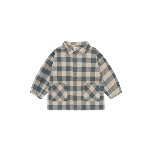 Organic Zoo Lodge Shirt Fog Blue Gingham Detail